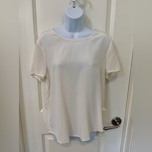 J. Crew Cream Short Sleeve Silk Blouse Top Size M